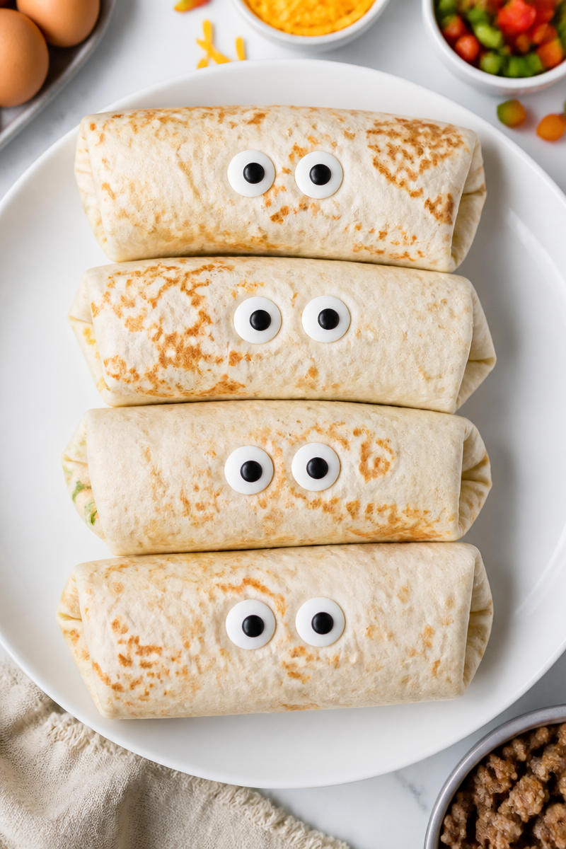 Halloween Monster Breakfast Burrito Wrap
