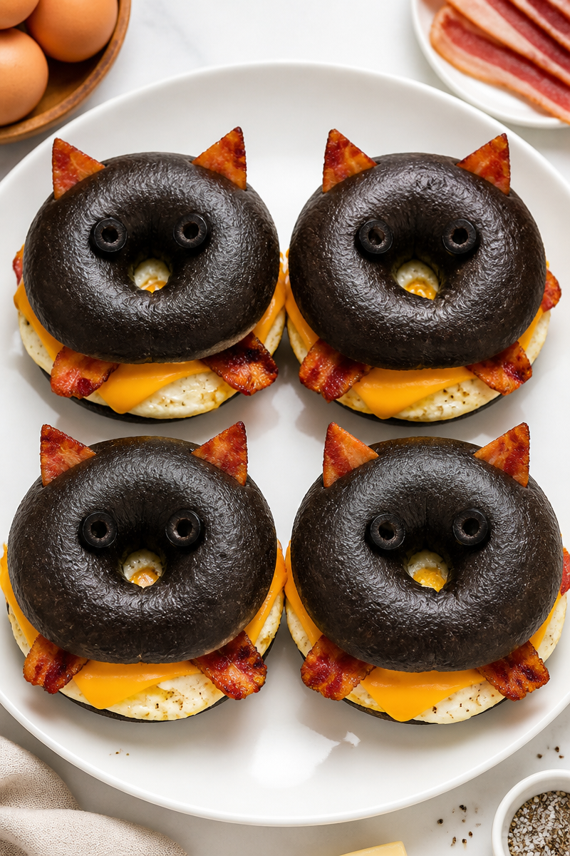 Black Cat Bagel Breakfast Sandwich