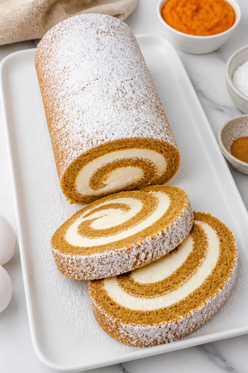 Pumpkin Roll Halloween Dessert Recipe