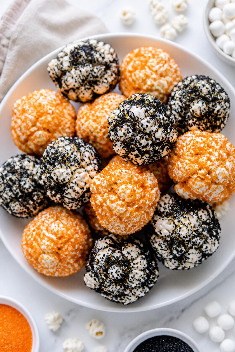 Halloween Popcorn Ball Treat Bites