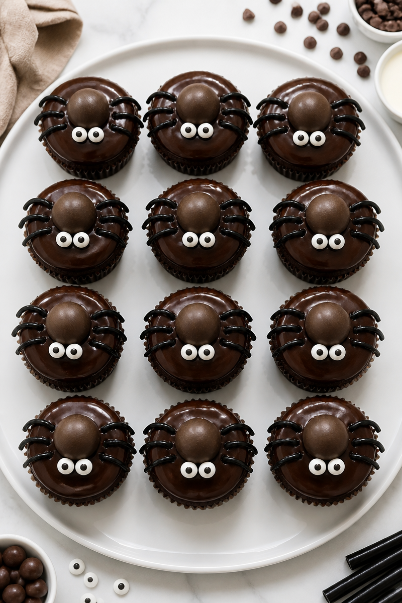 Spooky Chocolate Spider Cupcake Toppers