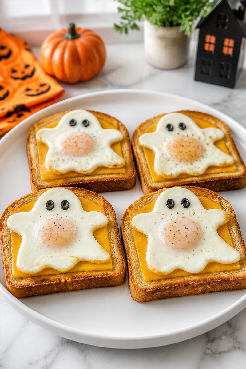 Toast Shape Fun Halloween Ghost Egg Toast Recipe