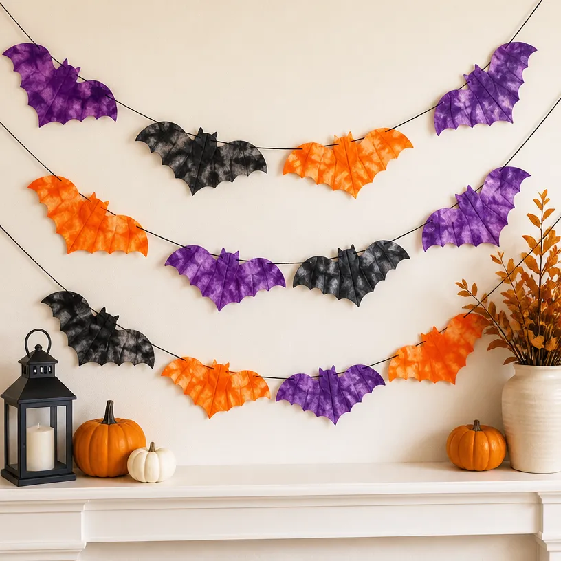 DIY Bat Garland with Tie-Dye Coffee Filters 23 DIY Bat Garland Using Tie-Dye Coffee Filters