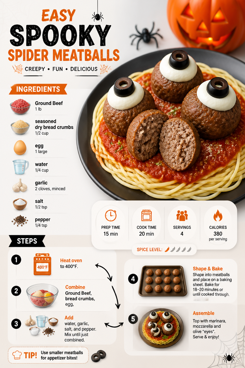 Easy Spooky Spider Meatballs