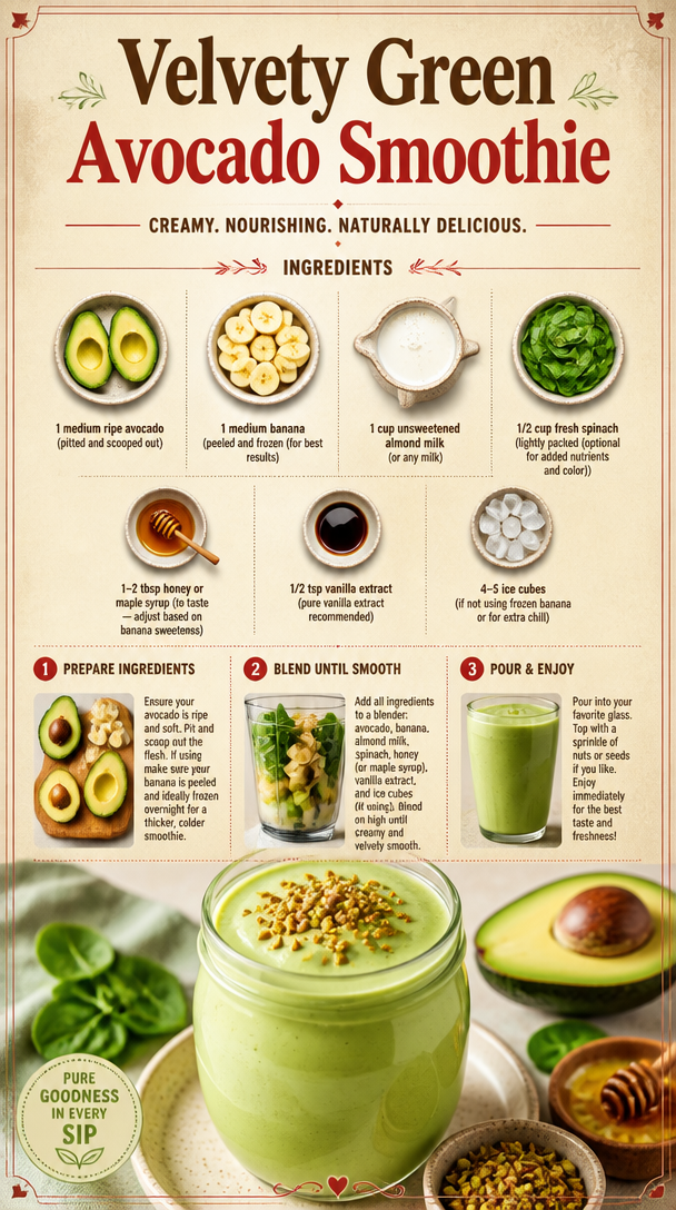 Velvety Green Avocado Smoothie