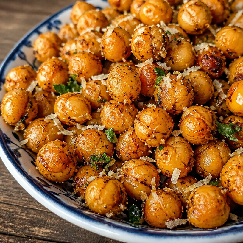 Garlic Parmesan Roasted Chickpeas