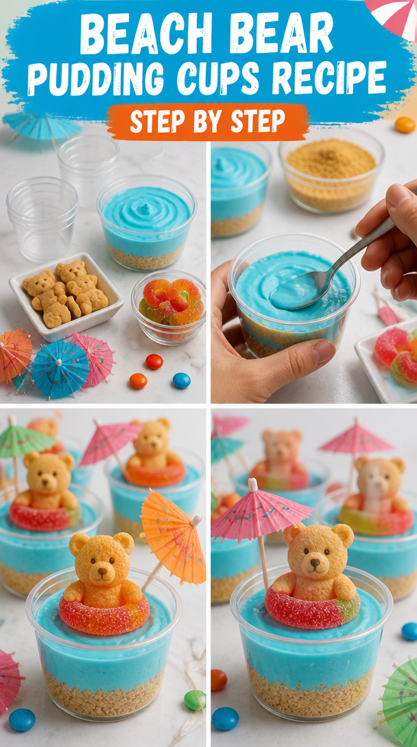 Beach Bear Pudding Cups