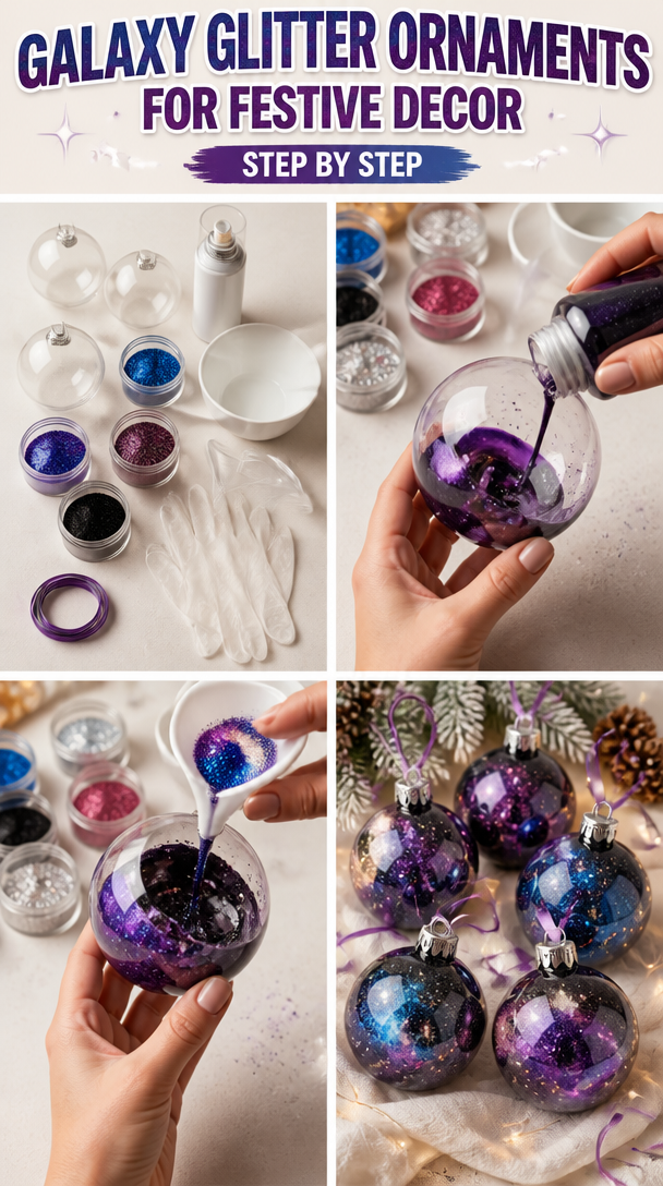 galaxy glitter ornaments