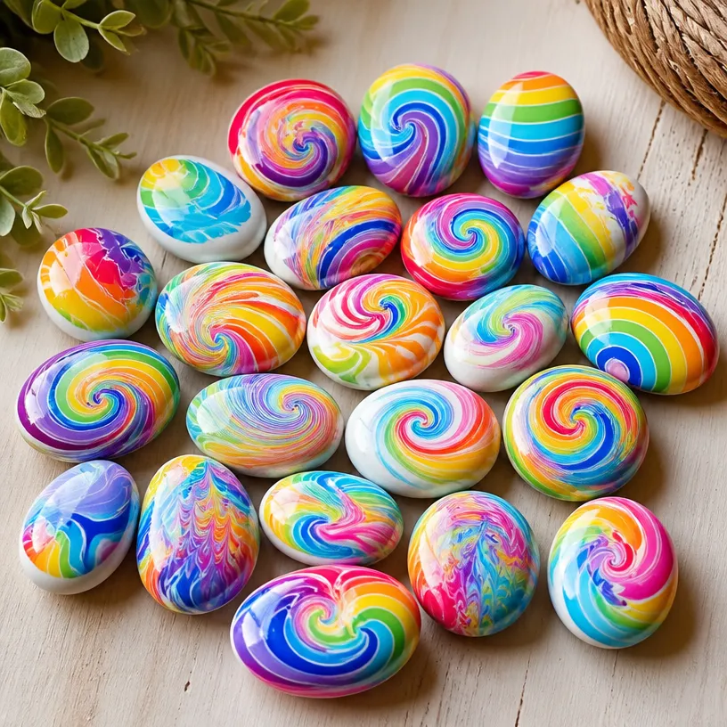 Multicolor Swirl Stones for Jewelry Making and Decor