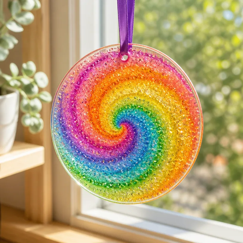 DIY Swirled Glue Suncatchers for Window Decor