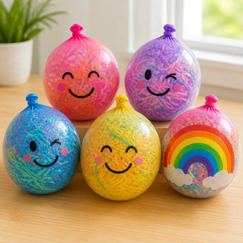 DIY Rainbow Yarn Squishy Balloons: Craft Tutorial