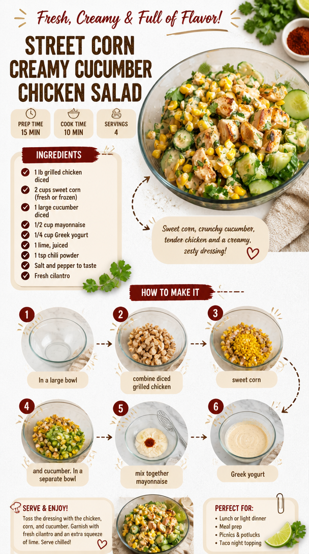 Street Corn Creamy Cucumber Chicken Salad