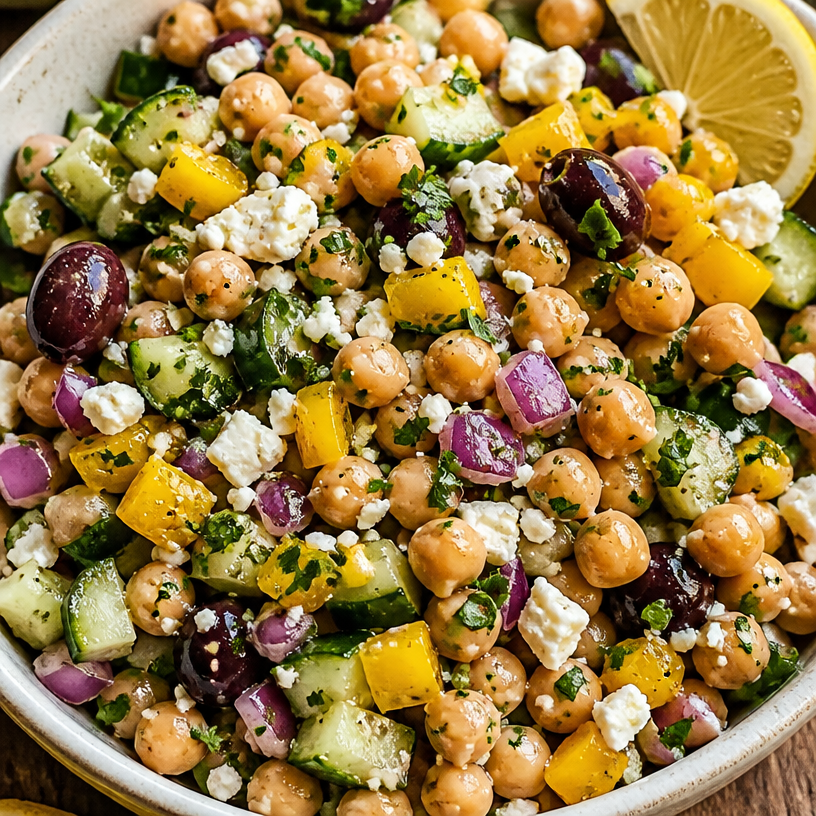 Quick Mediterranean Chickpea Salad with Feta