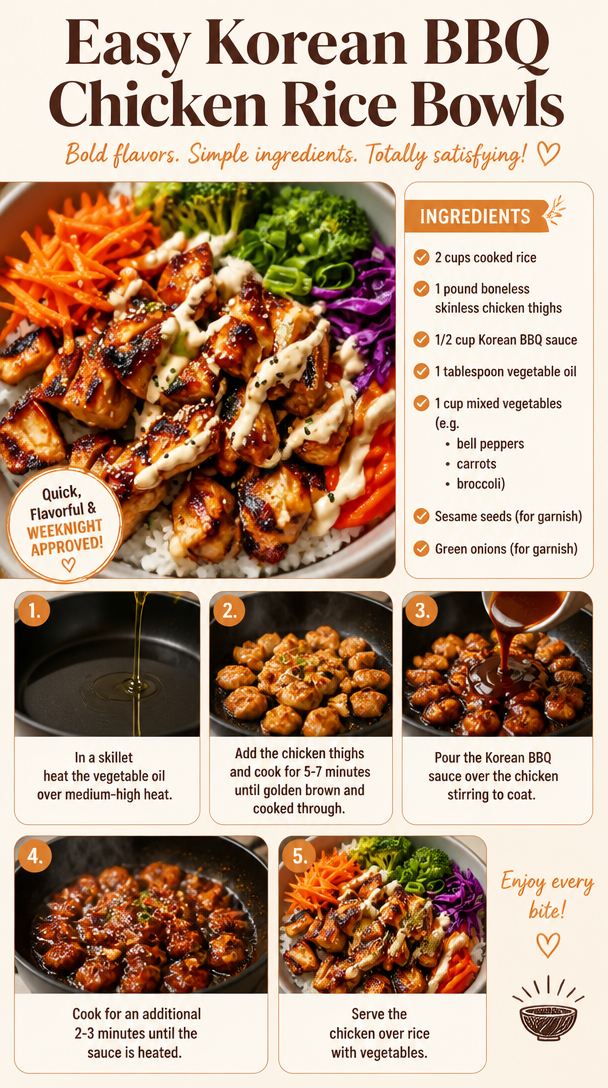 Easy Korean BBQ Chicken Rice Bowls