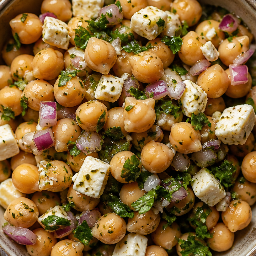 Chickpea Salad with Lemon Vinaigrette and Feta