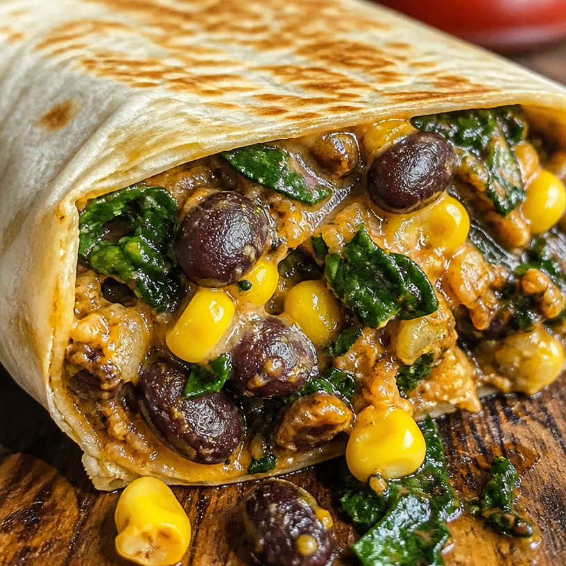 15 Minute Black Bean and Spinach Burritos