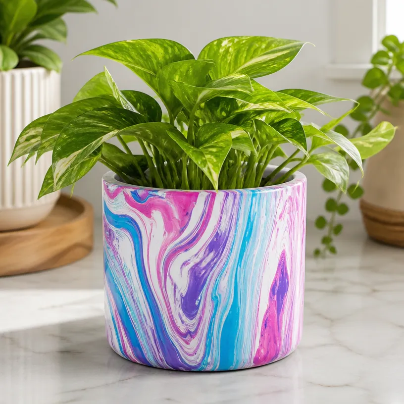 Marble Swirl Planters for Indoor Plants