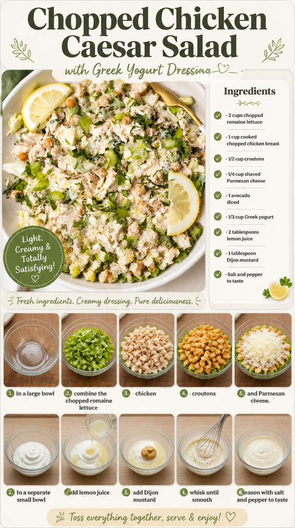 Chopped Chicken Caesar Salad with Greek Yogurt Dressing