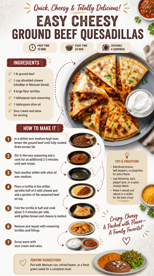 Easy Cheesy Ground Beef Quesadillas