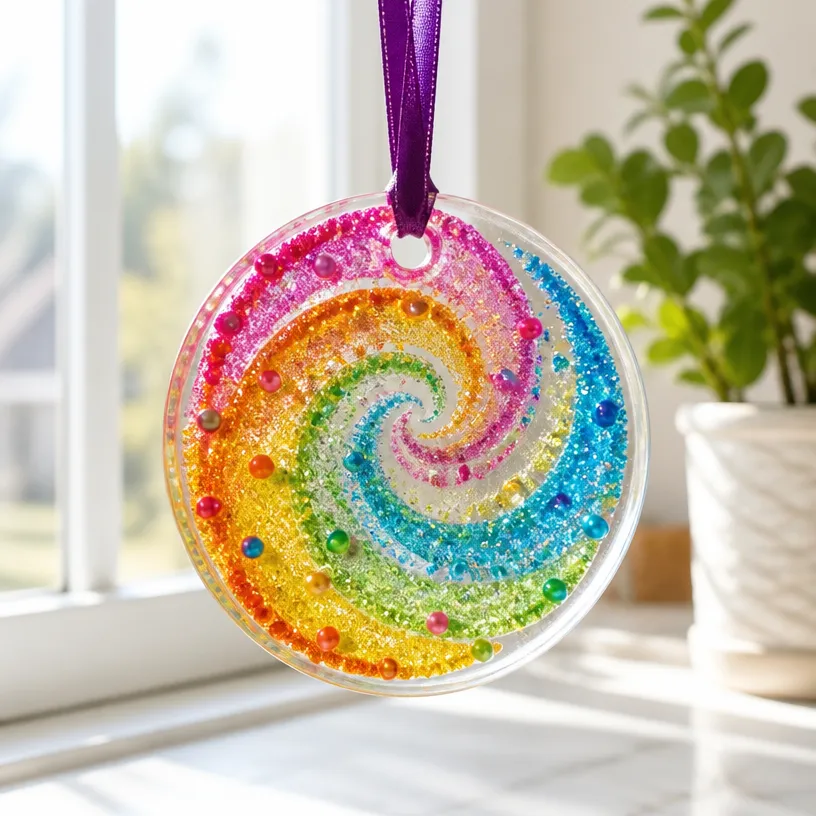 How to Make Swirl Pattern Glue Suncatchers 22 DIY Swirl Pattern Glue Suncatchers