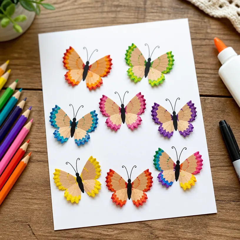 DIY Rainbow Pencil Shavings Butterfly Art Tutorial