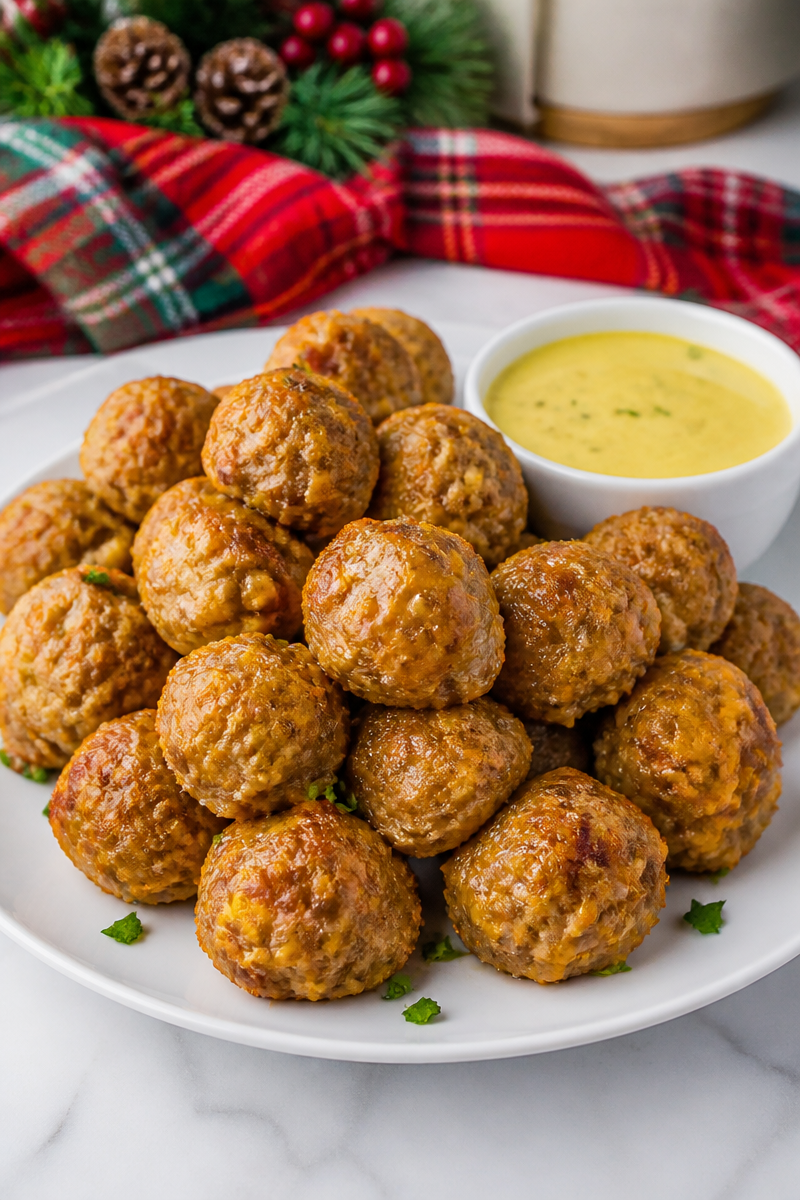 Cheesy Sausage Balls for Christmas
