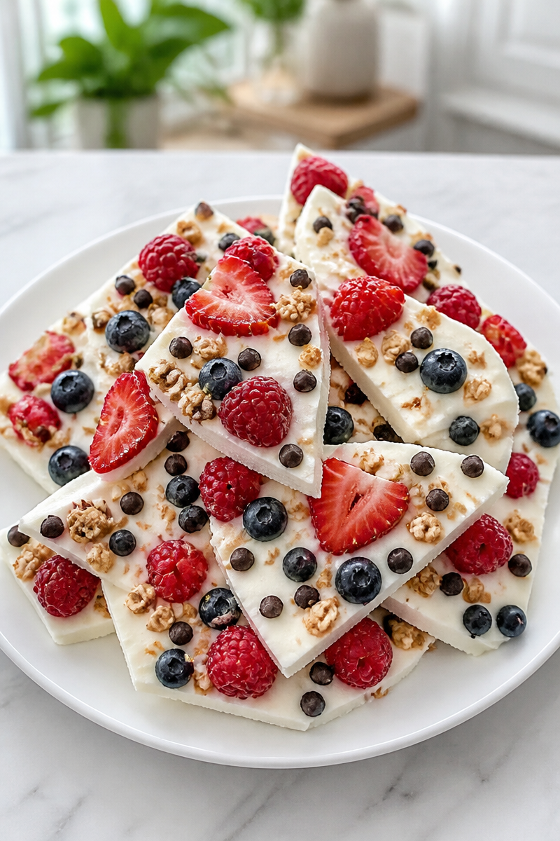 Frozen Greek Yogurt Berry Bark