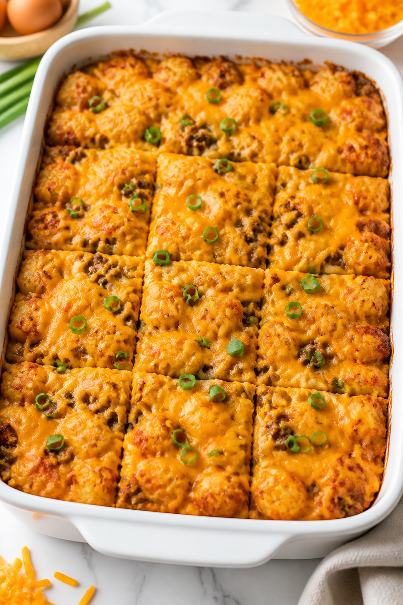 Cheesy Tater Tot Breakfast Casserole