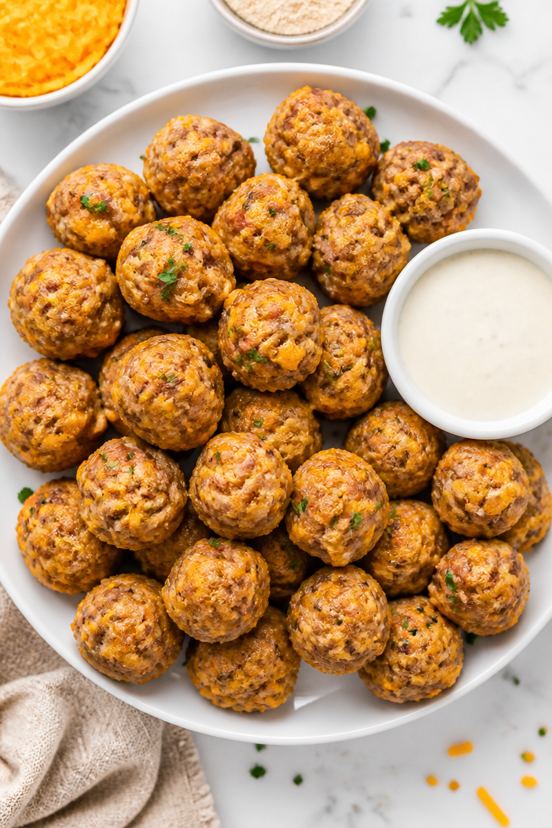 Cheesy Sausage Balls for Christmas