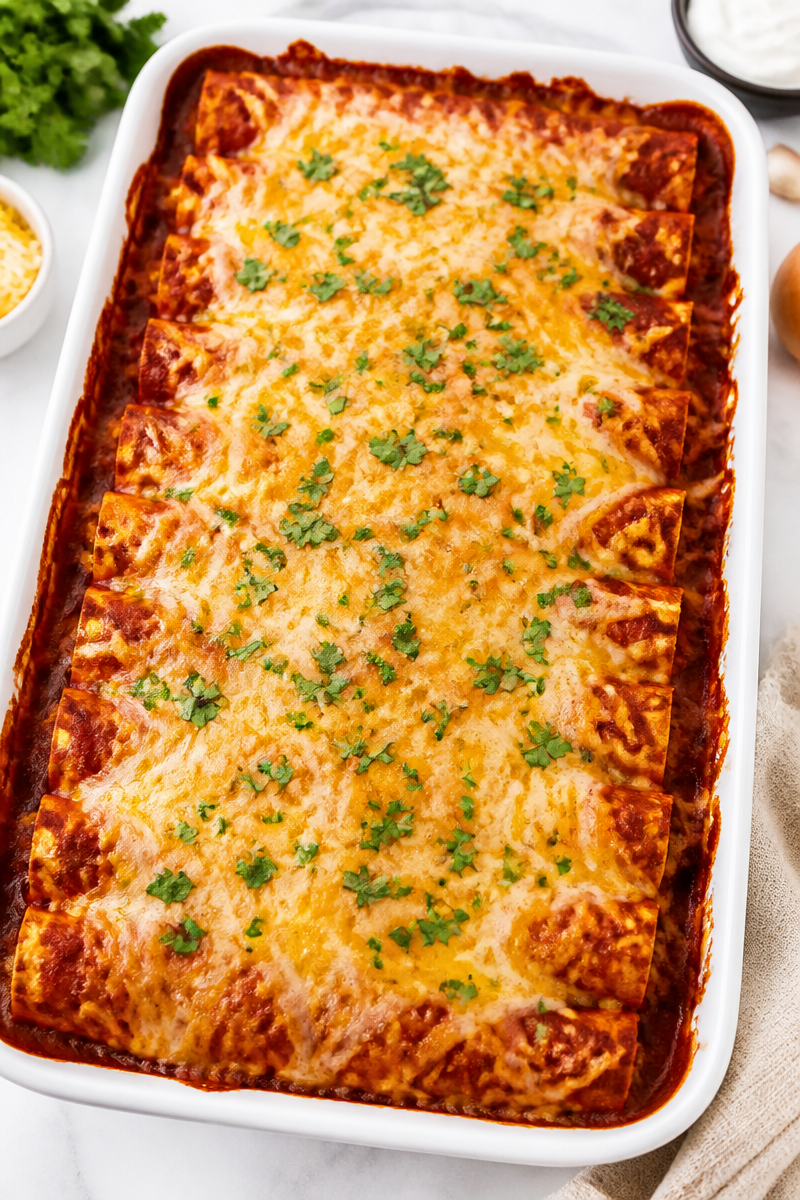 Cheesy Beef Enchiladas with Sauce