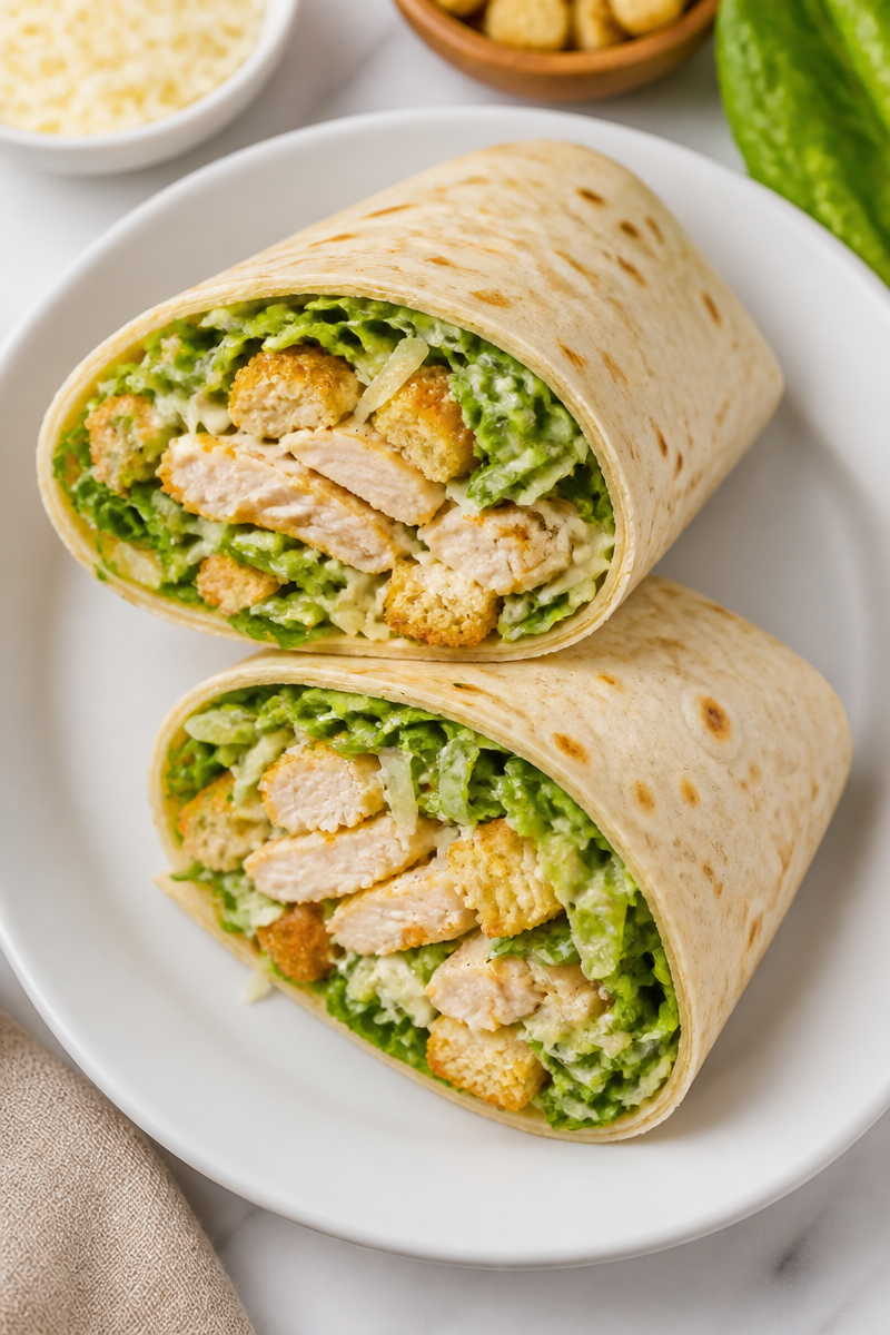 Quick Chicken Caesar Wrap Lunch