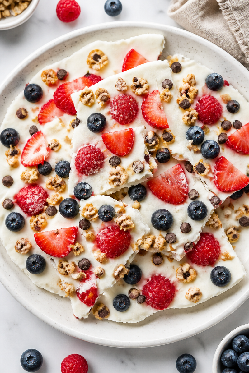 Frozen Greek Yogurt Berry Bark