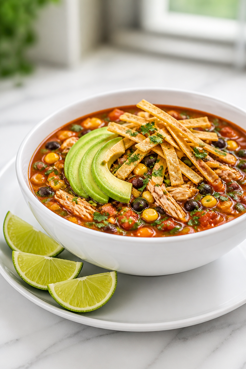 Spicy Chicken Tortilla Soup Bowl