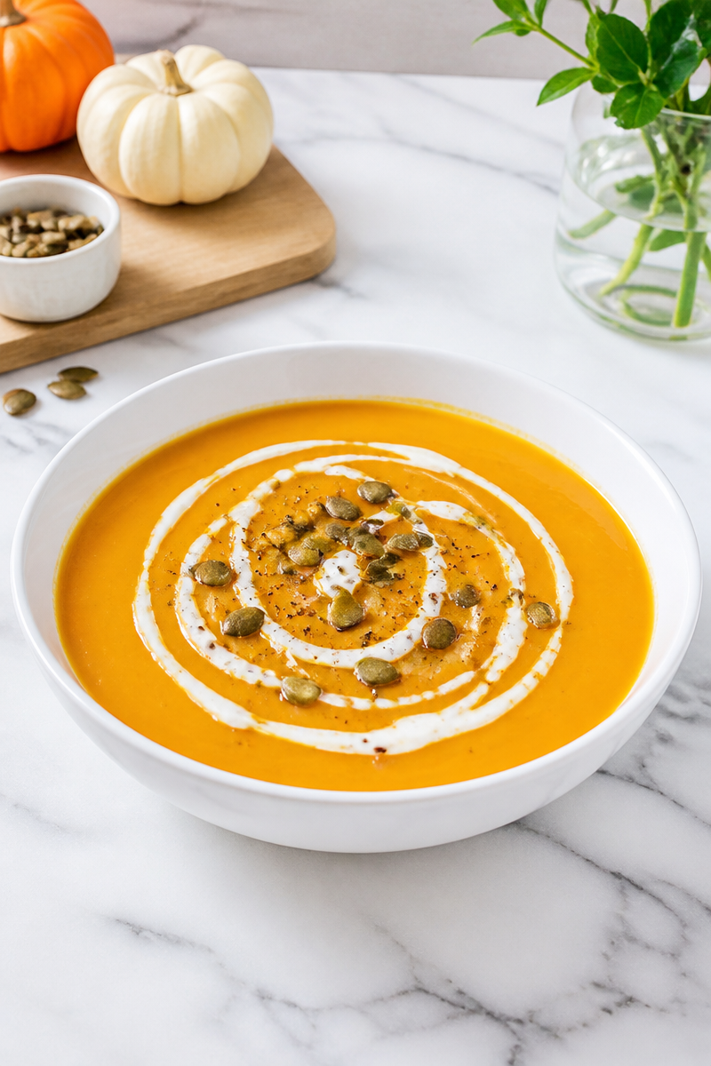 Creamy Vegan Pumpkin Soup Bowl