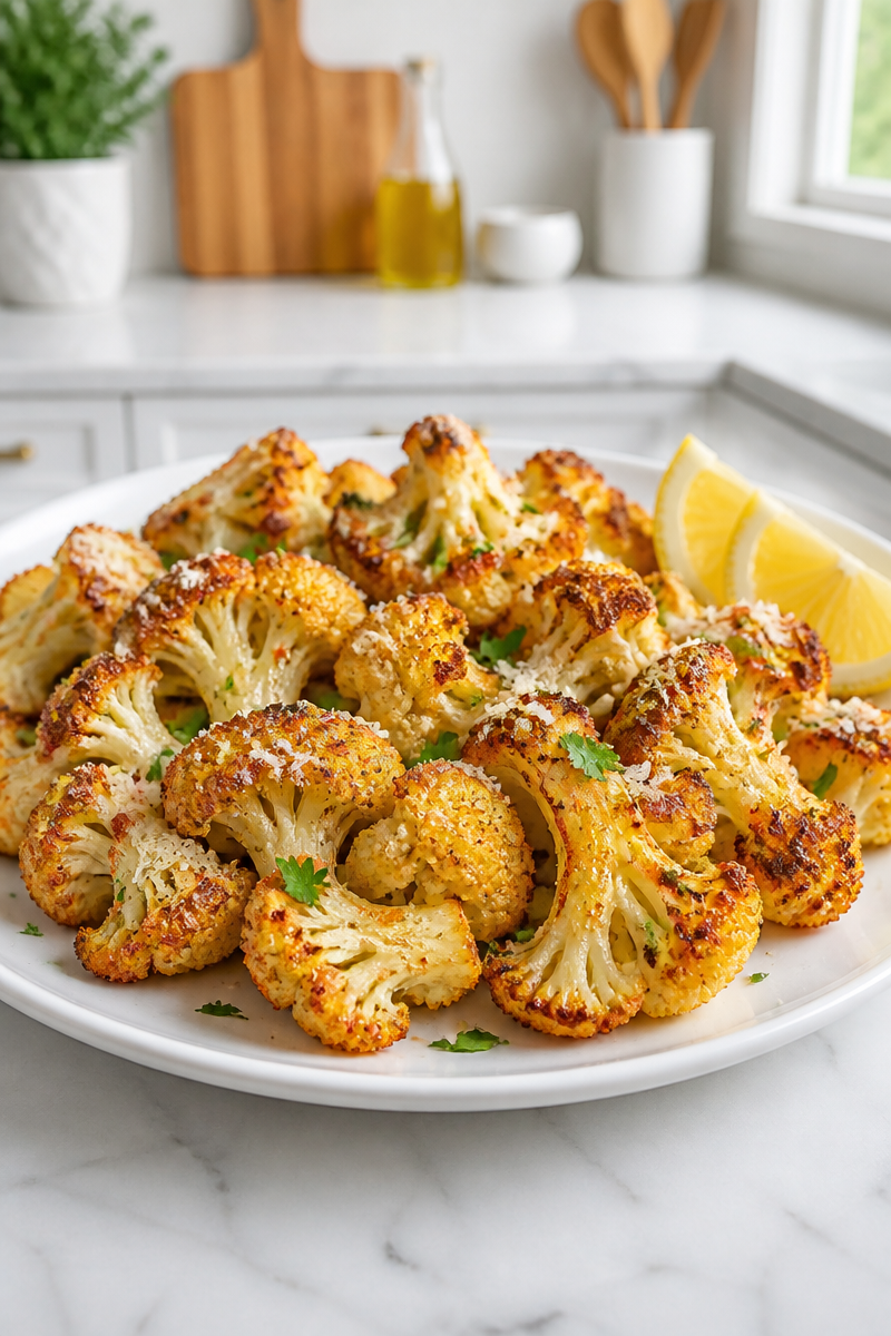 Crispy Roasted Cauliflower with Parmesan