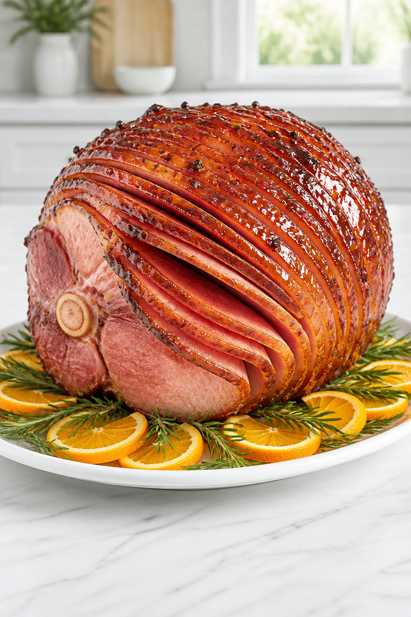 Classic Christmas Glazed Ham Dinner