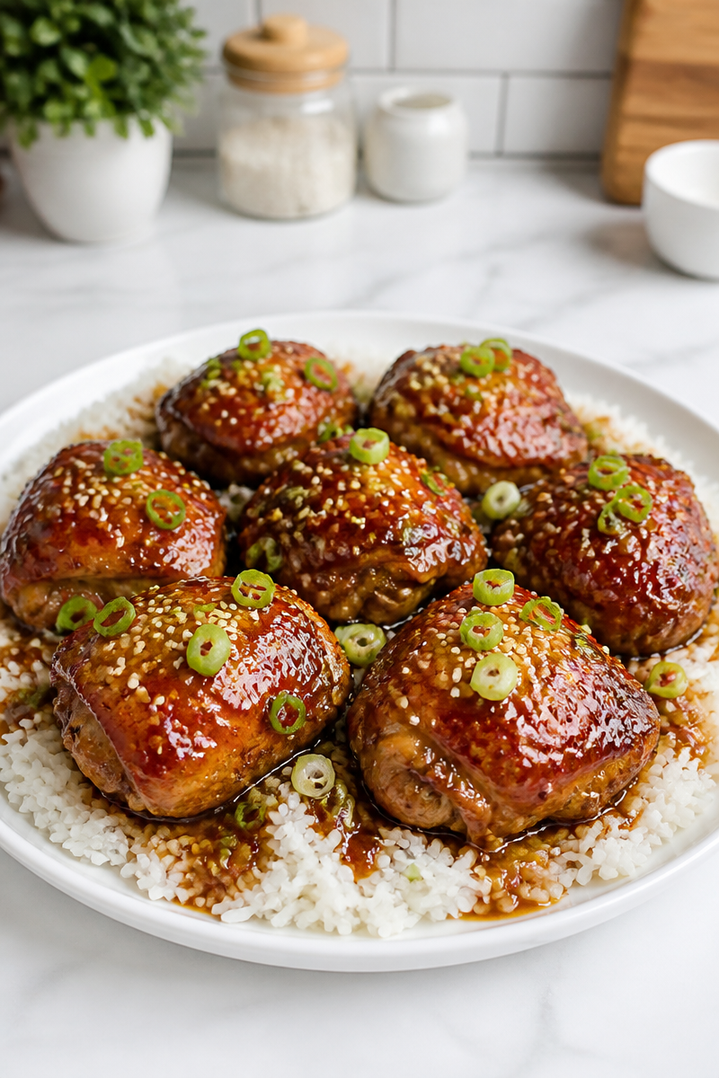 Honey Garlic Baked Chicken Thighs