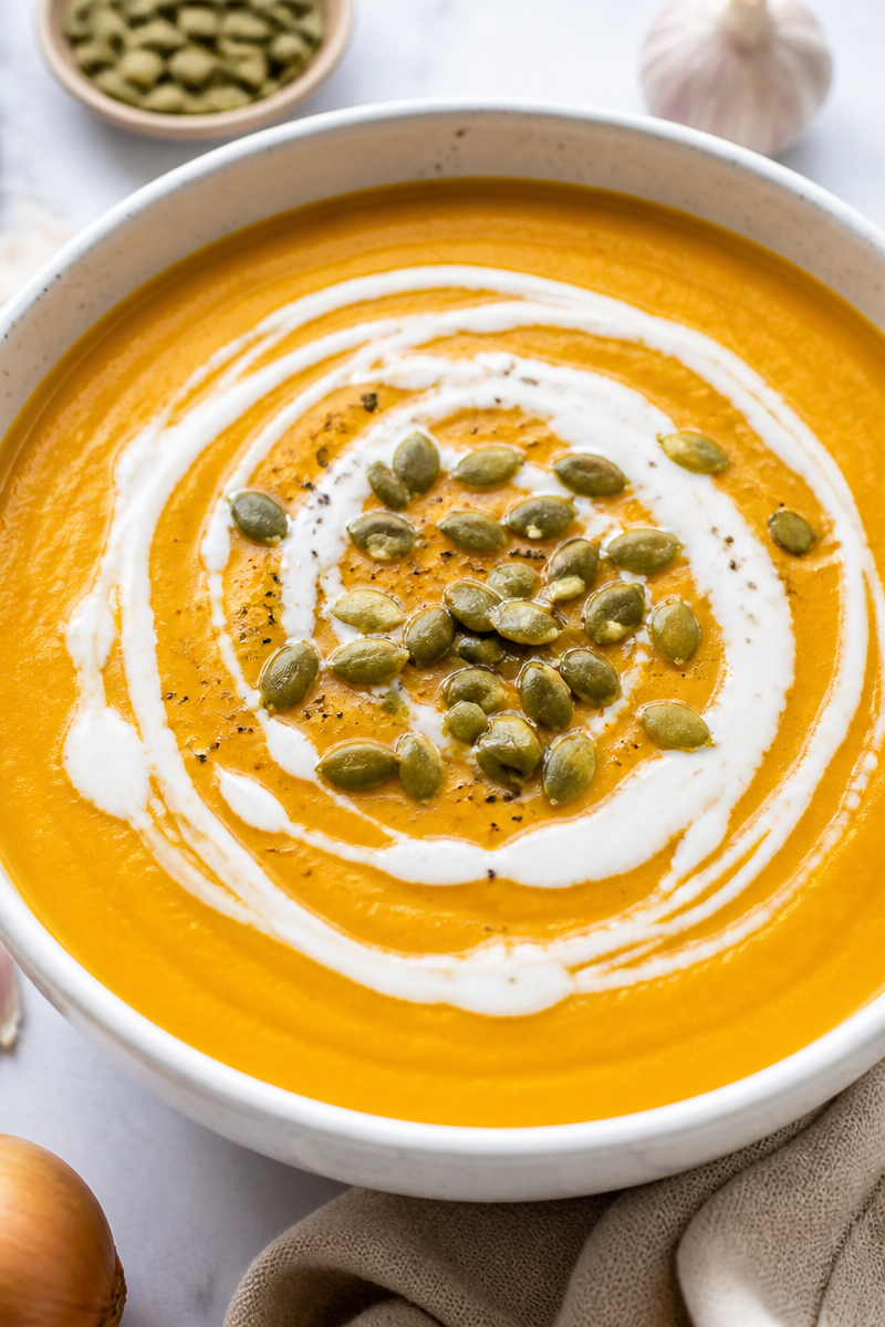 Creamy Vegan Pumpkin Soup Bowl