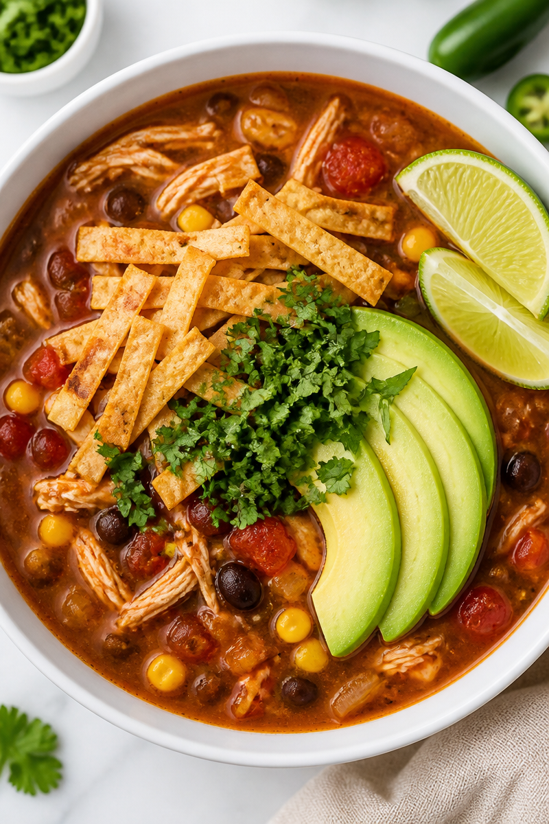 Spicy Chicken Tortilla Soup Bowl