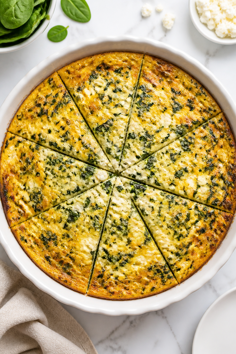 Crustless Spinach and Feta Quiche