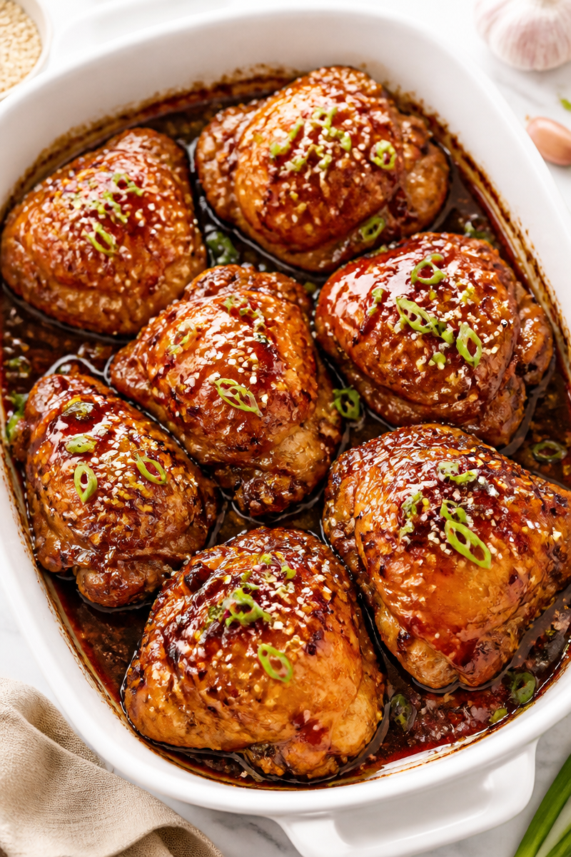Honey Garlic Baked Chicken Thighs