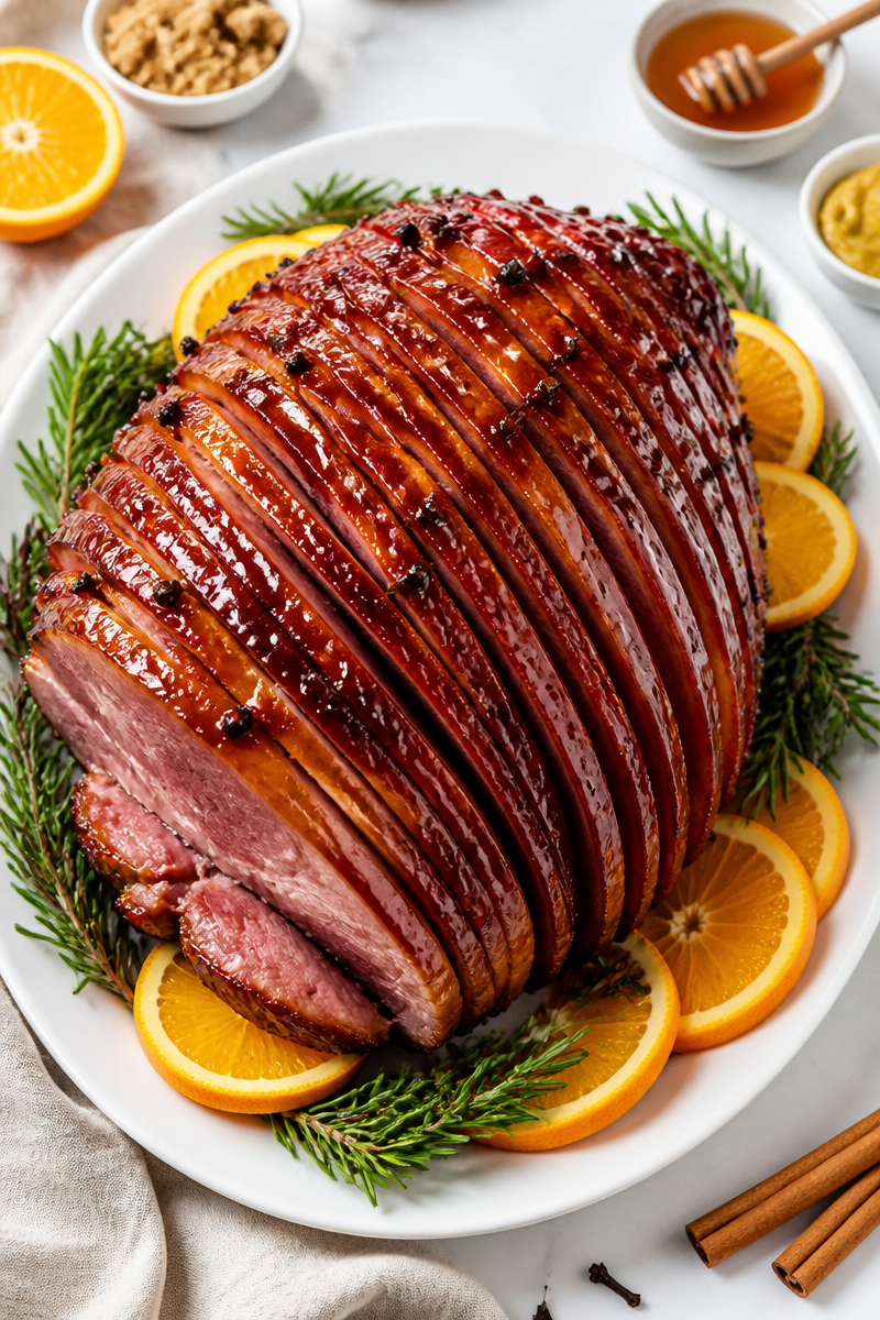 Classic Christmas Glazed Ham Dinner