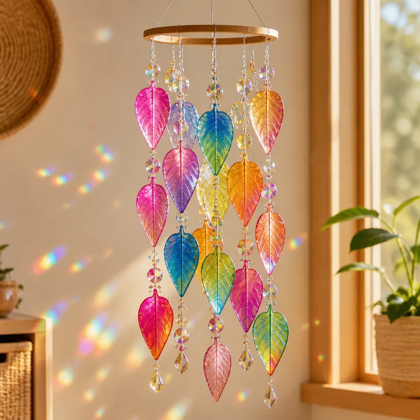 Crystal Rainbow Hanging Leaf Mobile