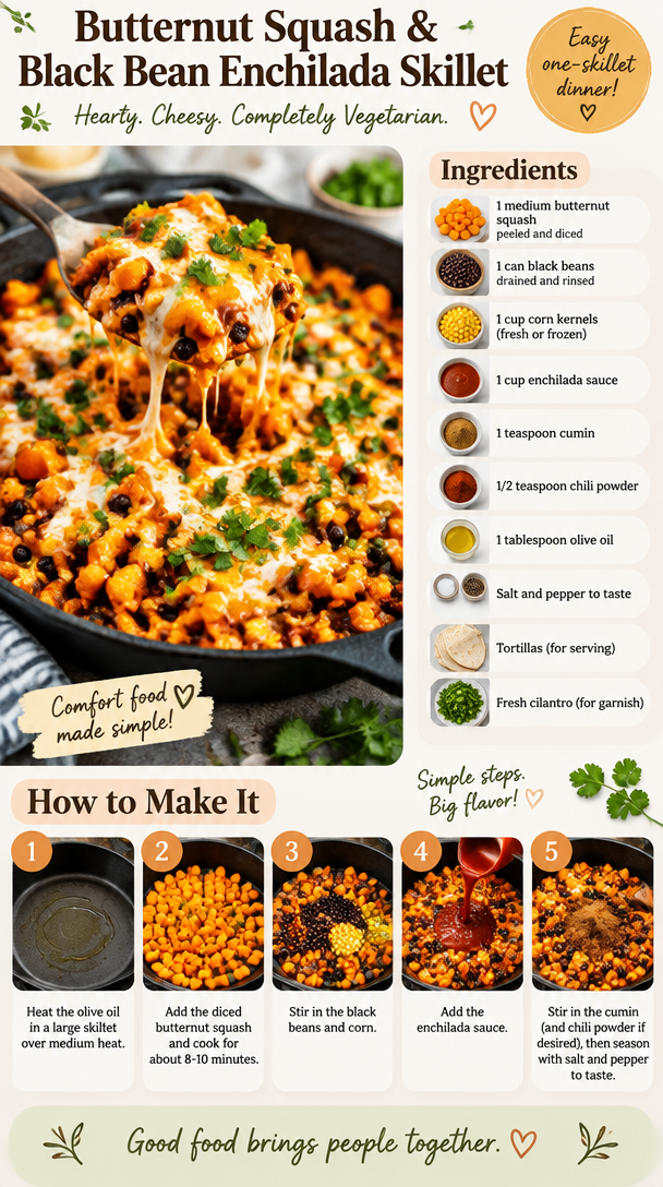 Butternut Squash & Black Bean Enchilada Skillet