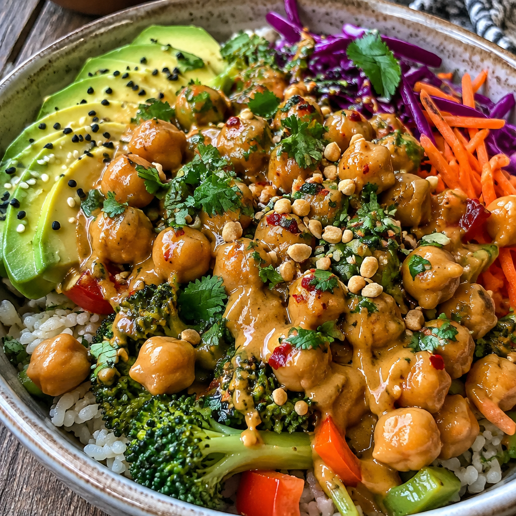 Peanut Chickpea & Veggie Bowls