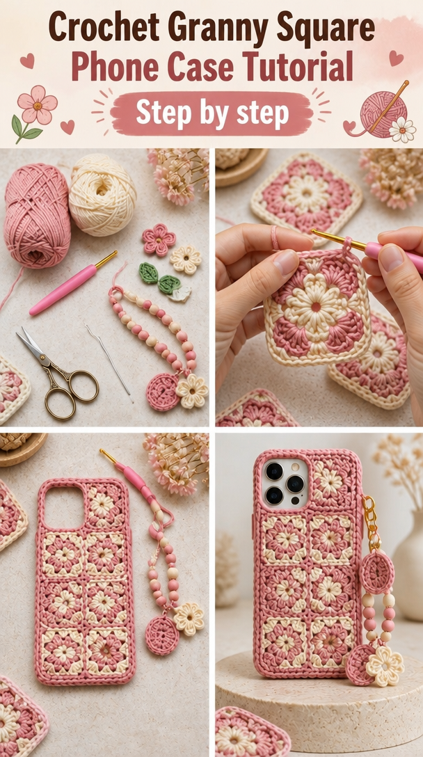 Crochet Granny Square Phone Case Tutorial 5 How to Crochet Granny Square Phone Case