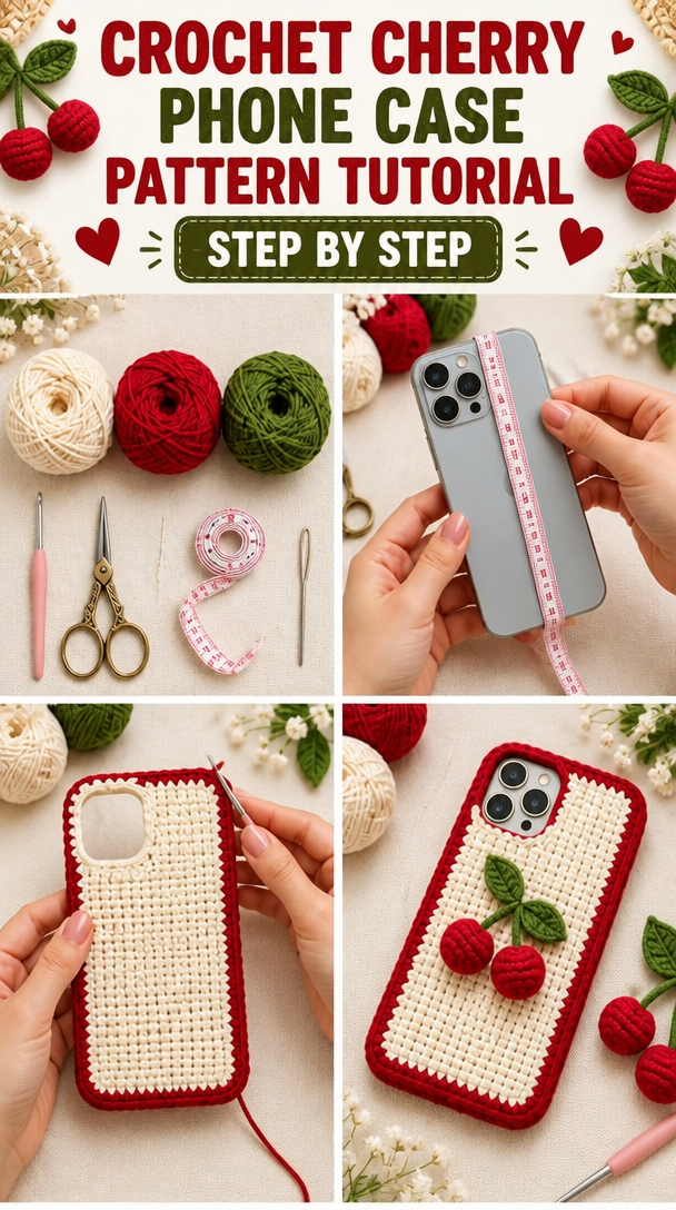 Crochet Cherry Phone Case Pattern Tutorial 5 Crochet Cherry Phone Case Pattern Tutorial