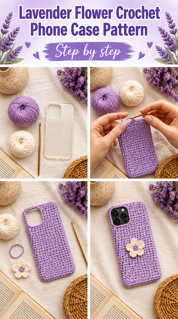 Lavender Flower Crochet Phone Case Pattern 5 Lavender Flower Crochet Phone Case Pattern PDF