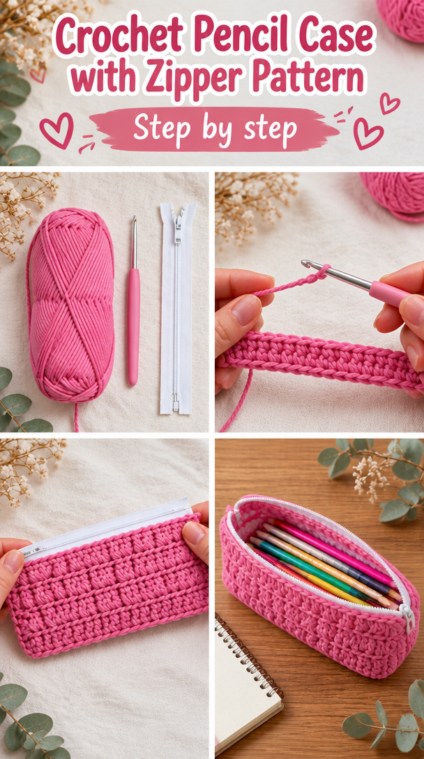 Crochet Pencil Case with Zipper Pattern 5 Zippered Crochet Pencil Case Pattern