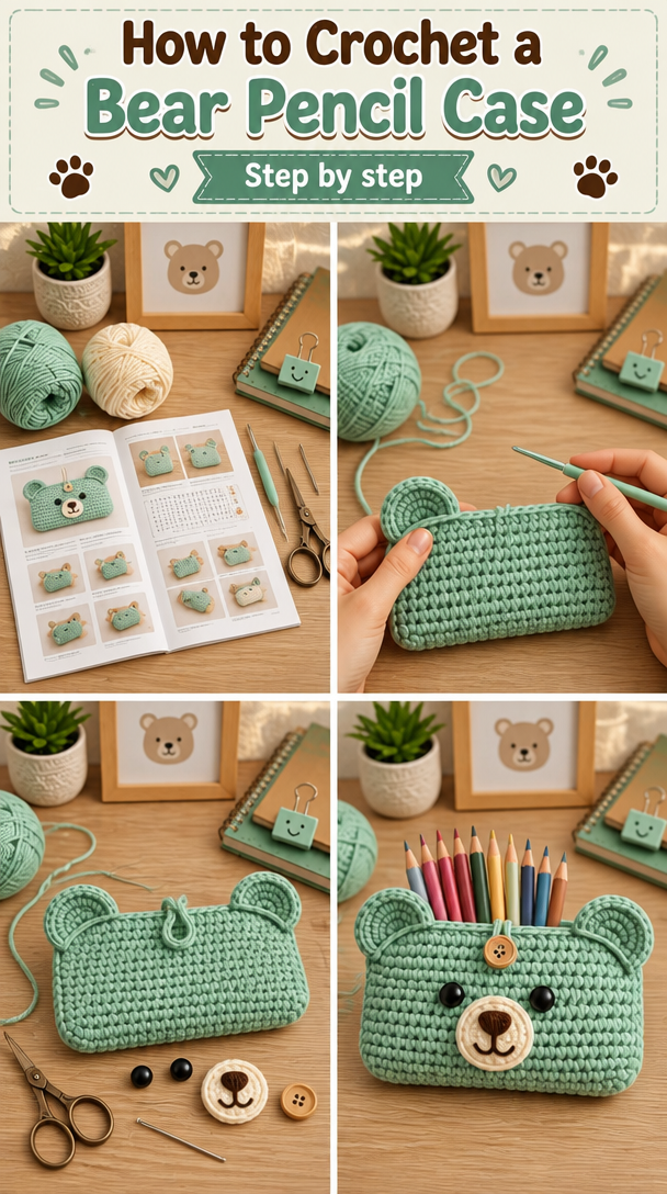 How to Crochet a Bear Pencil Case 5 Crochet an Adorable Bear Pencil Case